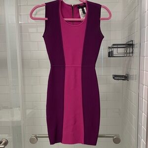 BCBGMaxAzria Pink and Purple Color Block Dress